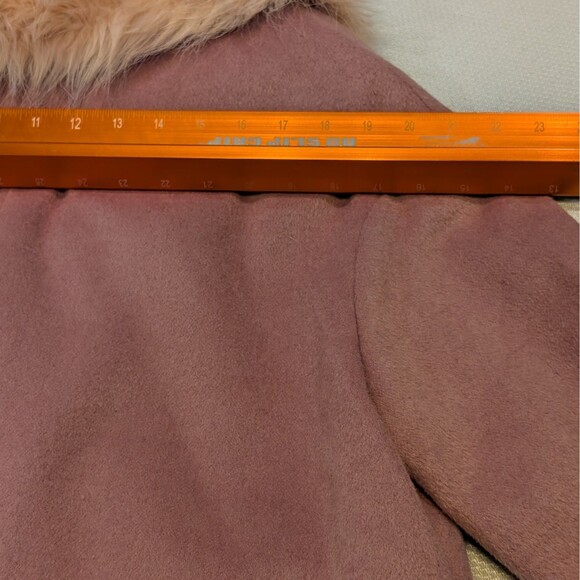 Asos Mauve Pink Collar Jacket Coat Peacoat W/ Faux Fur Size 4 US 8 UK Wool Blend - Picture 7 of 14